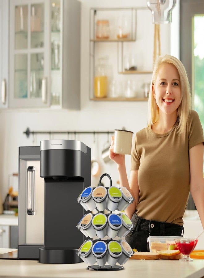 ZECENN حامل كبسولات القهوة ZECENN K-Cup، حامل كبسولات قهوة Keurig، منظم تخزين كبسولات القهوة K-Cup، متوافق مع كبسولات Keurig و Dolce Gusto، يتسع لـ 27 كبسولة، يدور 360 درجة - أسود - Image 5